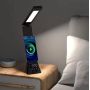 Настільна LED лампа з бездротовою зарядкою, годинником та будильником Wi-light 2088. Чорна