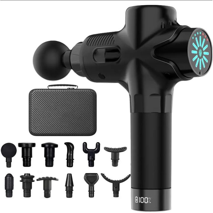 Перкусійний масажер ударний для тіла з 12 насадками Massage Gun ProMax