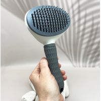 Щетка для котов и собак массажная самоочищающаяся Cleanpets. Серая