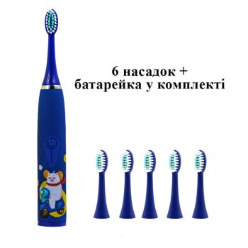 Дитяча електрична зубна щітка звукова із 6 насадками Wi XBH. Мишеня